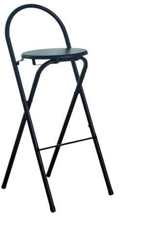 2675i h Sgabello da bar pieghevole in legno, rotondo, pieghevole, per esterni, campeggio, cucina, bar, uso bar, cucina, bar, portatile, 65 cm, colore: nero