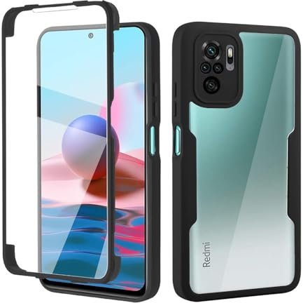 ILING Transparente Hülle für Xiaomi Poco F3 / Xiaomi Mi 11i 5G, 360-Grad-Ganzkörper Stoßfest Schutzhülle mit Eingebauter Displayschutz, Ultra Dünn Harte PC Silikon TPU Handyhülle (Schwarz)