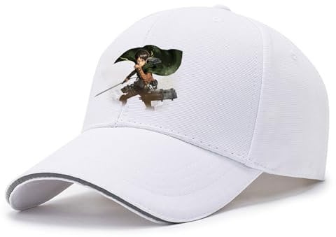 QATOBI Attack On Ti-tan Kappen Herren, Freizeit Baumwolle Outdoor Trucker Cap, Tennis Golf Reisen Schirmmütze Baseballmütze, Cap(White)