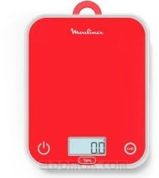 Moulinex Optiss, Bilancia Da Cucina Digitale, Display Retroilluminato di Facile Lettura, Antigraffio, Capacità di 5 Kg, Rosso, BN50U3V0