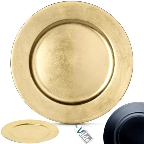Vilde Unterteller Deko-Teller Platzteller Untersetzer Servierteller Servierplatte Goldfarbe 33 cm