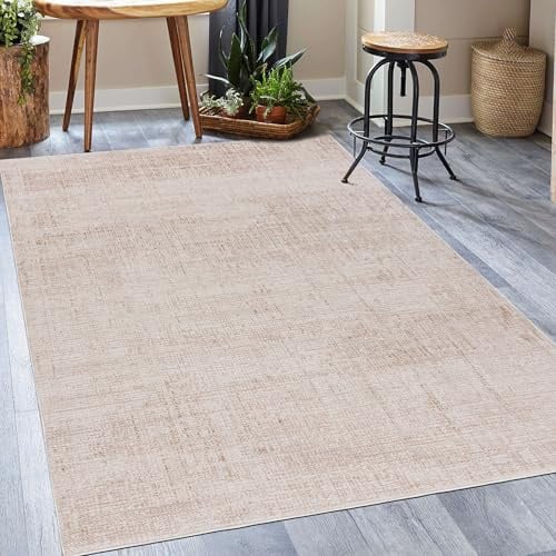 Mazovia Groß Teppich Wohnzimmer 160x230cm Creme Abstrakt Skandinavisch | Teppich für Schlafzimmer Esszimmer Büro Beige Weich Pflegeleicht Tierfreundlich Allergikerfreundlich Fußbodenheizungsgeeignet