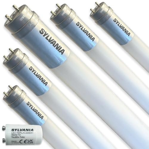 SYLVANIA LED T8 Röhre 60cm | 4000K Neutralweiß | Neonröhre Ersatz | 900 Lumen | 6,6 Watt | Leuchtmittel mit Starter | 5er Pack