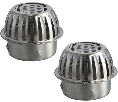 Edelstahl Dachrinnen Laubschutz Set, 2 Stück 100mm Fallrohrschutz, Effizienter Dachrinnenschutz, Universeller Regenrinnen Schutz, für Dachrohre, Abflüsse und Fallrohre