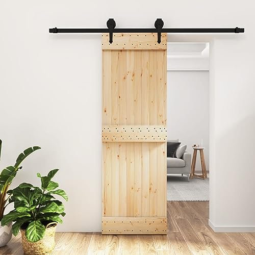 Ferrure de porte coulissante en bois de pin massif avec ferrure - 70 x 210 cm