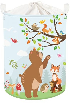 HUUMONSS Cute Forest Animal Storage Basket for Parents Organizing Kids Toys Clothes Large Boys Girls Gift Toy Box Bin Laundry Hamper for Bathroom Shower,Hedgehog,63L