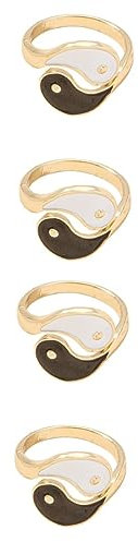 DEARMAMY 2 Sätze Yin Yang Acht Diagramme Ring Bescherung Weihnachten Weinachts Glitzerring Bands Yin-yang-trigramm-ring Fingerring Mit Kreativem Design Ringschmuck 2 Stück * 2