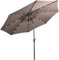 GOPLUS Parasol de Jardin Exterieur 3M, Parasol Inclinable 8 Baleines, Lumineux Solaire 24 LED, Manivelle, Anti-UV, Grand Parasol en Métal pour Plage Balcon Patio, Base Non Incluse (Marron)