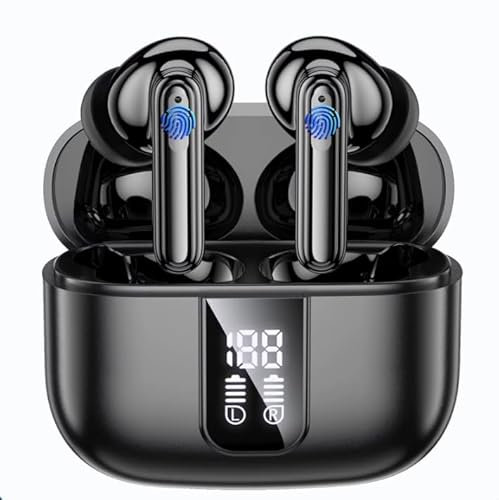 Wireless Earbuds, Bluetooth 5.3 Headphones in Ear buds, HiFi Stereo Bluetooth Earphones with 4 ENC Noise Cancelling Mics, Touch Control 42H Playtime IPX4 Waterproof, LED Display For Iphone/Android/IOS