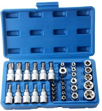 34Piece 3/8'' Drives Socket and Bit Set with Carrying Case Male/Female Security Bits Drives Hand Tool Ratchets Socket