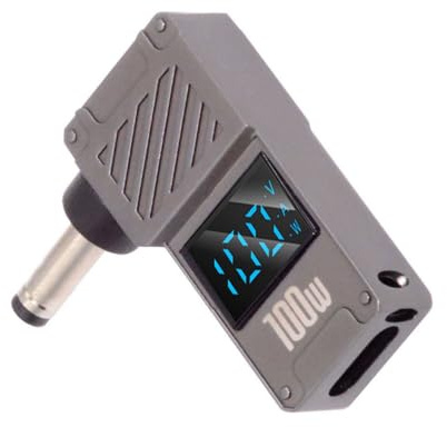 NFHK USB-C-auf-DC-Adapter, USB-C-Buchse auf DC 4,0 x 1,3 mm Hohlsteckerstecker PD 100 W Laptop-Schnellladeadapter mit Wattanzeige