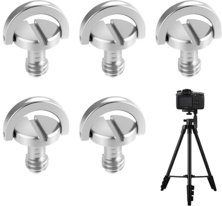 5 PCS Tornillo D-Ring 1/4 para Montaje de Cámara, Tornillos Universales para Trípode y Monopié, Adaptador de Placa de Liberación Rápida para Accesorios Fotográficos