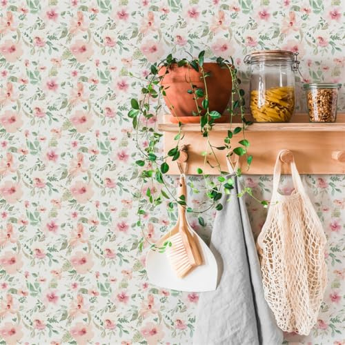 Piastrelle Adesive Cucina 20x20 cm Verde Rosa Floreale Piastrelle Adesive Bagno Paraschizzi Cucina Impermeabili Pavimento PVC Adesivo Mattonelle Adesive per Mobili Decorazione 20 Pezzi
