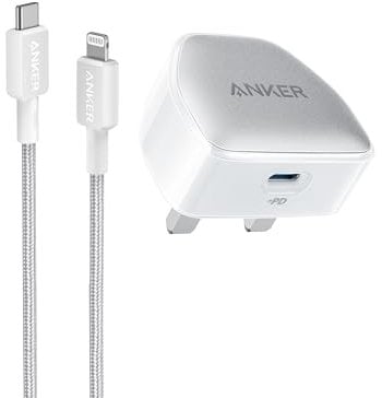 Anker USB-C Plug 20W with 1-m USB-C to Lightning Cable, 511 Charger (Nano Pro), PD Durable Compact Fast Charger, Anker Nano Pro for iPhone 14/13/13 mini/13 Pro/13 Pro Max/12, iPad/iPad mini