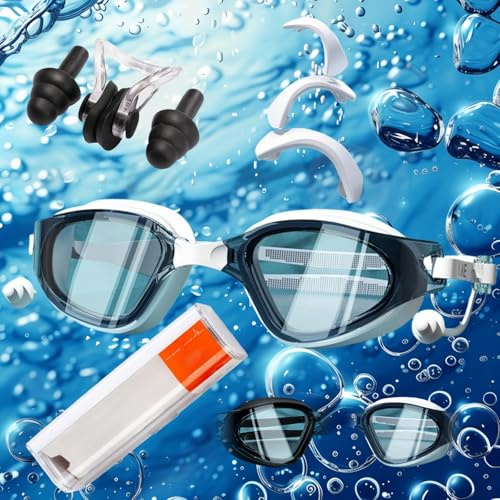 HSTWODE Occhialini da nuoto ottici con intensità visiva | Diottrie: da -0 a -6,0 | Anti appannamento | Protezione UV | Super vestibilità | inclusa scatola stabile