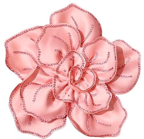 BSITSSS Fleur Broche Femme, Pince Cheveux Fleur, Rose Fleurs en Diamant Broches Accessoires Cheveux pour Mariage Plage Coiffure de Carnaval Danseuse Piscine Été Fête