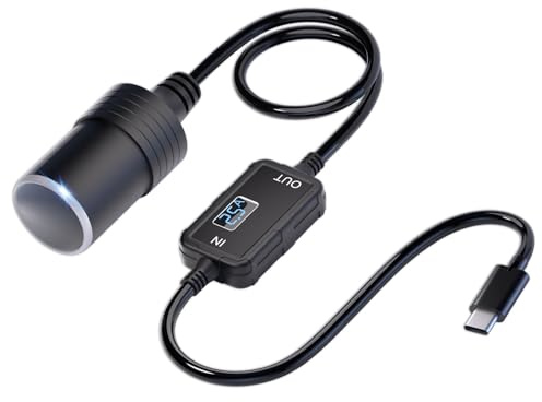 USB C to 12V Cigarette Lighter Adapter Max 36W Male to Car Female Socket | USB Cigarette Lighter to Type C Converter Power Cable PD3.0 for Dash Cam GPS Recorder Power Bank Led Light Strips