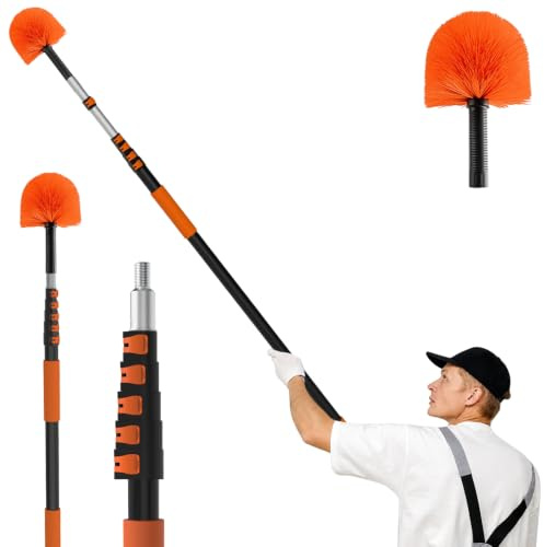LAANPOLE 7.2m Extendable Feather Duster, Cobweb Brush Extendable for Cleaning, Telescopic Long Handled Duster with Extension Pole for High Ceilings, Outdoor Indoor Use