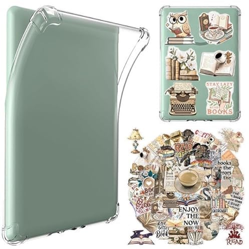 LEPGUYO Custodia Transparente Kindle 6 Pollici per 11ª Generazione 2024/2022 (RS23CV/C2V2L3), Retro Silicone Anti-Scratch, 50 Adesivi di Lettura Regalo