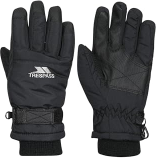 Trespass Ruri II, Black, 8/10, Warm Padded Waterproof Gloves Kids Unisex, 8-10, Black