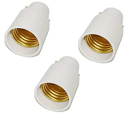 FINELED 3Pack of B22 to E27 Light Adapter Socket Base Converter,Convert Bayonet B22 to Edison 27 Fitting with This Converter