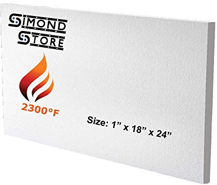 Simond Store Ceramic Fiber Insulation Board, (2300 F) (1 x 18 x 24), Ceramic Thermal Insulation Board for Wood Stoves Fireplaces Furnaces Forges Kilns Boilers Pizza Oven Insulation - Pack of 1