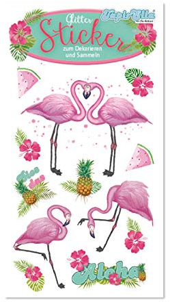 Neu 2019: Glitter-Sticker * PINK Flamingo * von Lutz Mauder | 72299 | als Mitgebsel für Kinder | Aufkleber zum Kindergeburtstag & Basteln