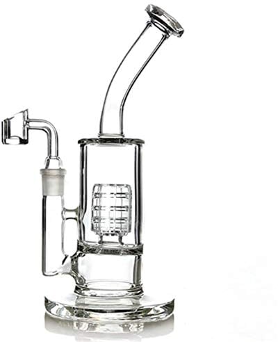 Les tuyaux d'eau en verre de 9.4inch tamponnent les plates-formes d'huile pour fumer le bang avec le bol de quartz (clair)