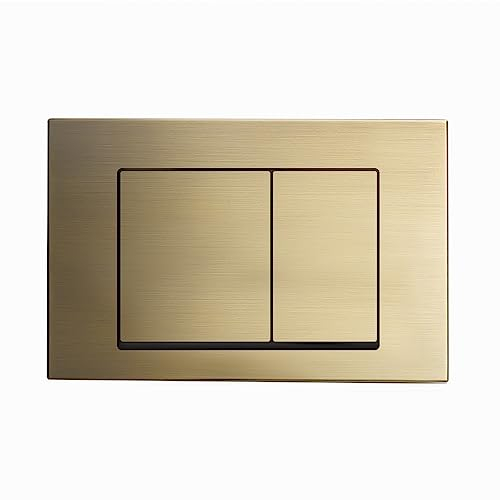 Wall Mount Dual Flush Actuator Plate with Square Push Buttons in Brushed Brass