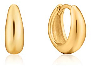 ANIA HAIE Damen Ohrstecker LUXE MINIMALISM Huggie Hoop aus 925 Sterling Silber, Länge 11mm, inkl. Geschenkverpackung