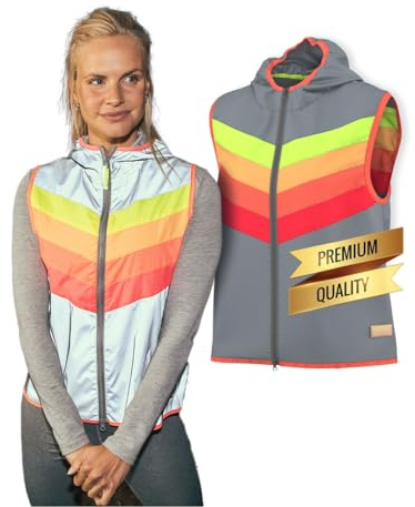 GOFLUO Darkflow M - Modische Reflektierende Warnweste ohne Ärmel - Reflektorweste mit Regenbogendesign - Sicherheitsweste für die Familie - Ideal für Radfahrer und Jogger