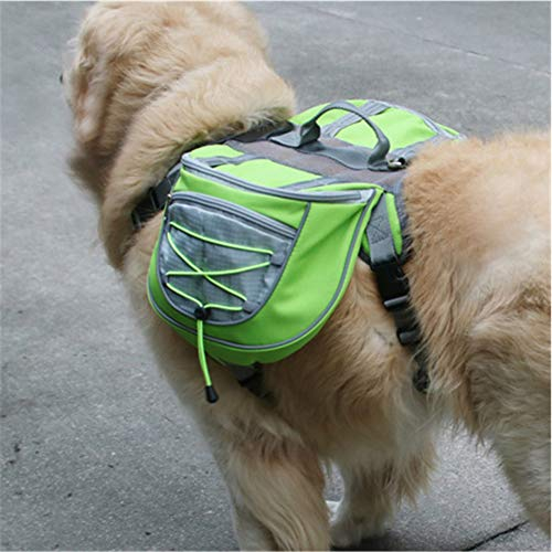 PJDDP Hunderucksack Hundetasche Satteltasche Hundegehzubehör Dogs Self Rucksack Verstellbarer Haustier Rucksack Für Reisen Camping Wandern Ausbildung Für Mittlere Und Große Hunde,Grün,M