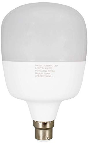 UKEW 24W Globe LED Light Bulb - Bayonet BC B22 Fitting Eco High Power Energy Saving Large Non-Dimmable Round Bright White Daylight 6500K Perfect for Indoor Rooms