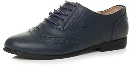 Damen Kleiner Absatz Flache Brogues Schnüren Elegant Arbeit Haferlschuh Budapester Größe 4 37