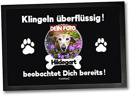 Sunnywall Fußmatte mit Hunden & Katzen - Klingeln überflüssig - Personalisiert mit Foto und Wunschnamen (EIN Tier, 75 x 50 cm)
