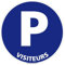 Panneau Parking Visiteurs - Panneau permettant de signaler efficacement les places de parking réservées - Panneau de sécurité rigide et rond - Diamètre 170 mm - Plastique PVC de 1 mm