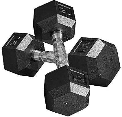 Soozier 2 x 12lbs Hex Dumbbell Set of 2, Rubber Weights Exercise Fitness Dumbbell with Non-Slip Handles, Anti-roll, for Women or Men Home Gym Workout