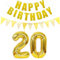 Luftballons Zahl 20 gold + Happy Birthday Girlande + banner Folienballon 20.Geburtstags deko frau mann ballons 20 Jahre Geburtstag deko frauen Zahlenballon 20 Geburtstag dekoration Männer frau(20)