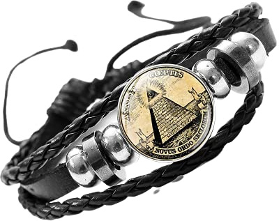 Freimaurer-Armband mit Pyramidenauge, Statement, Punk, gewebtes Lederarmband, Geschenk für Freimaurer, Leder