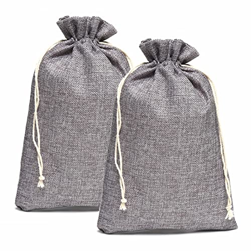 HERZWILD Jutesäckchen Säckchen Jutebeutel, Stoffbeutel Geschenksäckchen Sack Beutel f. adventskalender (grau-20X30cm-12pcs)
