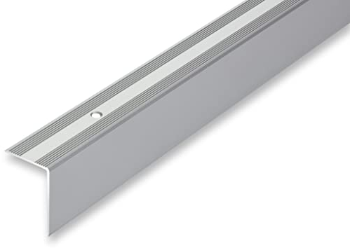 (17,76EUR/m) 30 x 42 x 1500 mm Treppenwinkel silberfarben gebohrt inkl. Montageset Treppenkantenprofil Treppenkante Alu Winkel