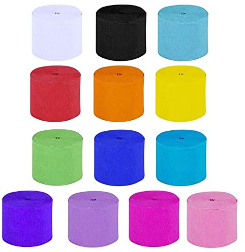 Zasvec Krepppapier 28 Rollen Kreppbänder Buntes Bänder Crepe Paper Papier Kreppband Bunt Kreppdeko Krepppapier Bänder Krepppapier Rollen für Party Feier Dekoration 14 Farben 3,5cm * 10m