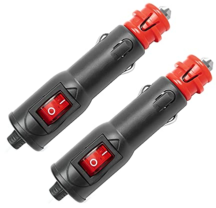 2 Stück Zigarettenanzünder 10A 12 v, Stecker mit 10A Sicherung, Autostecker mit Sicherung und Schalter für Wechselrichter Spannungswandler, Kühlbox/Navi/Auto-Handstaubsauger