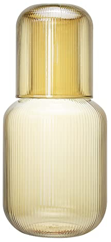 Sizikato Carafe à eau de nuit en verre ambré de 750 ml avec verre en verre.