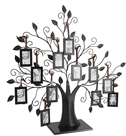 Cornice per Foto Albero Genealogico, Albero Moderno per Foto Albero Genealogico per 12 Foto Cornice per Foto di Famiglia Personalizzata, per la Decorazione(L-Con 12 cornici per foto da 6,4 * 4,6 cm)