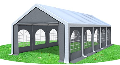 Stabilezelte Partyzelt 4x10m Modular Professional PVC 500 g/m² mit Fenster Weiss GRAU