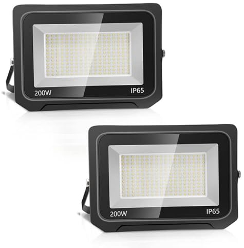 200W LED Strahler Außen, LED Fluter 20000LM, LED Scheinwerfer Aussenstrahler 3000K Warmweiß, LED Flutlicht Außenstrahler IP65 Wasserdicht für Garten Terrasse Hinterhof Garage Außenbeleuchtung