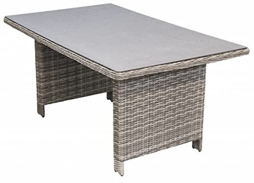 4 jahreszeiten gartenmobel Gartentisch Dublin 145 x 85 cm | Aschgrau | Polyrattan & Keramik