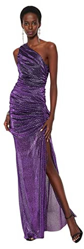 Trendyol Donna Abito da Sera Intrecciato Aderente, Viola, 68