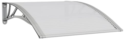 vidaXL Marquesina de Puerta, Toldo para Porche Ventana, Refugio de Lluvia Nieve, Marquesina Exterior, Policarbonato Gris y Transparente 100x75 cm
